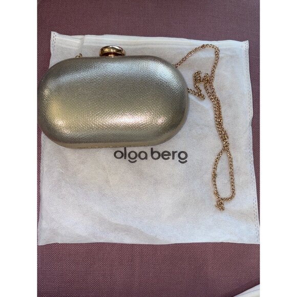 olga berg Marta Metallic Clutch in Gold Womens Purse Shoulder Handbag - Picture 6 of 11
